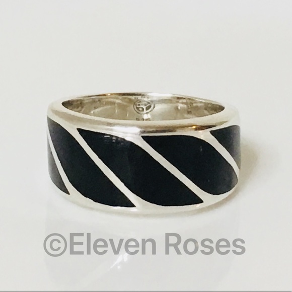 David Yurman Sterling Black Onyx Graphic Band Ring - Picture 7 of 7